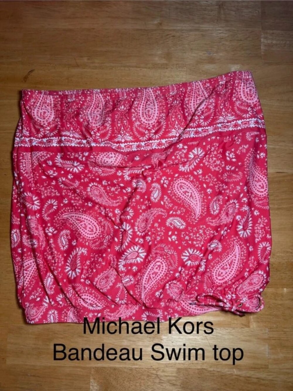Michael Kors Red Paisley Bandeau Tankini Swim Top Women's Size Large